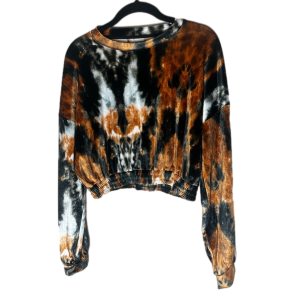 NWT Topshop Tie Dye Velour Crop Shirt Size 6 - Picture 4 of 12